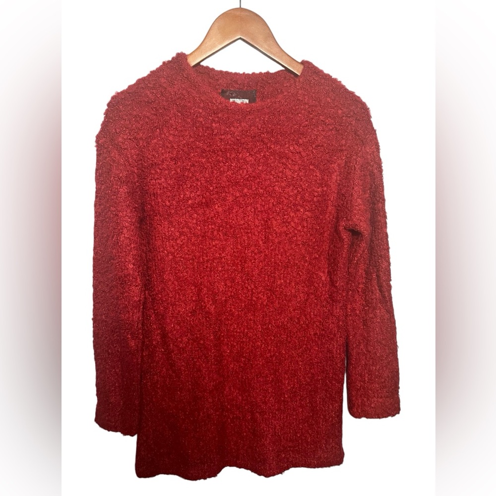 Reformation Red Fuzzy Tunic Sweater Top Long Sleeve Relaxed XS